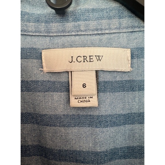 J. Crew Womens Blue Striped Cotton Popover Shirt Size 6 Style 02267 Long Sleeve - Picture 5 of 6